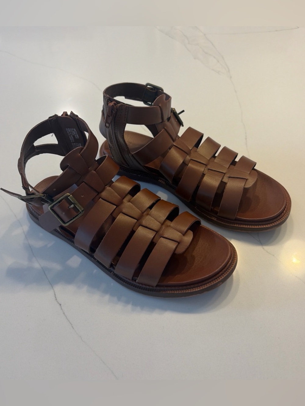 Time and Tru Brown Women's Leather Gladiator Sandals
